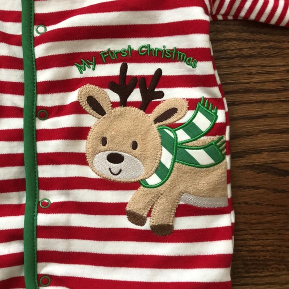 Little Me “My First Christmas” reindeer footed pajama size 9 months - Picture 2 of 7